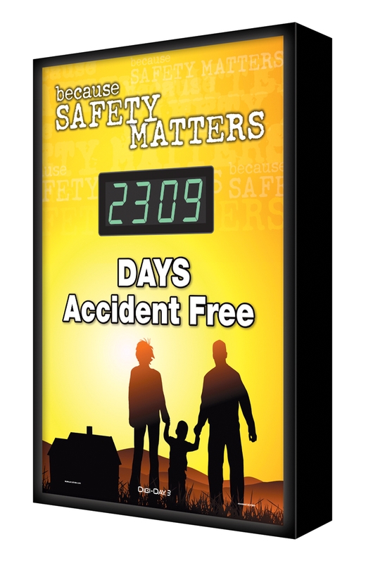 Backlit Digi-Day® 3 Electronic Scoreboards: Because Safety Matters - _ Days Accident Free