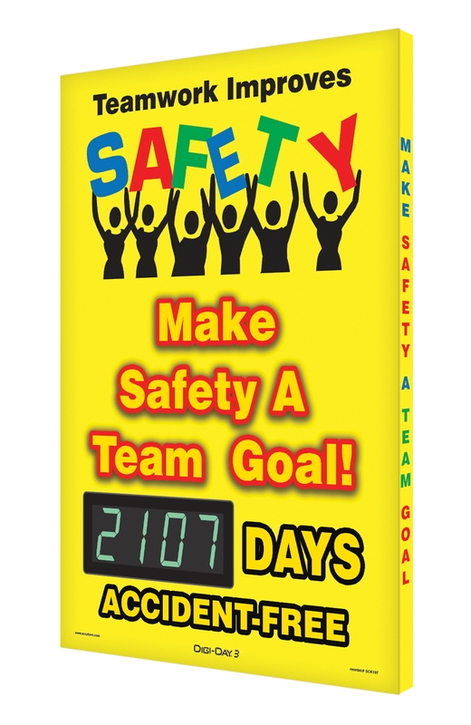 Digi-Day® 3 Electronic Scoreboards: Teamwork Improves Safety Make Safety A Team Goal! __Days Accident-Free