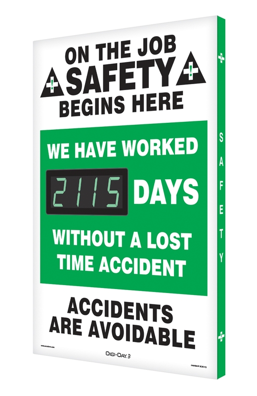 #### DAYS WITHOUT A LOST TIME ACCIDENT with USA Flag Graphic SCK108 Accuform Digi-Day 3 Electronic Safety Scoreboard,PRIDE IN SAFETY!