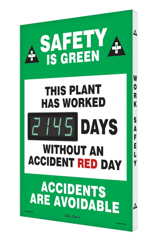 #### DAYS WITHOUT A LOST TIME ACCIDENT with USA Flag Graphic SCK108 Accuform Digi-Day 3 Electronic Safety Scoreboard,PRIDE IN SAFETY!