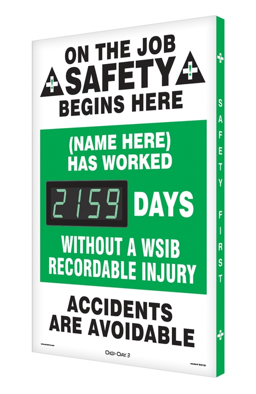 Semi-Custom Digi-Day® 3 Electronic Scoreboards: (name here) Has Worked _Days Without A WSIB Recordable Injury