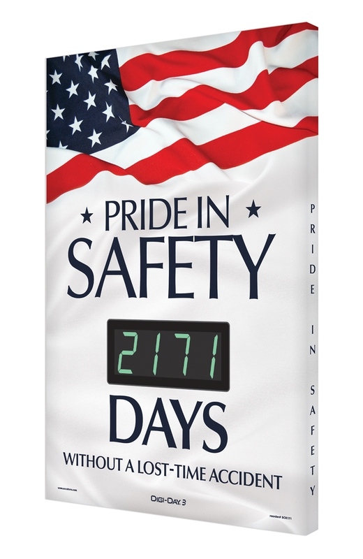 Digi-Day® 3 Electronic Safety Scoreboards: Pride In Safety _ Days Without A Lost Time Accident