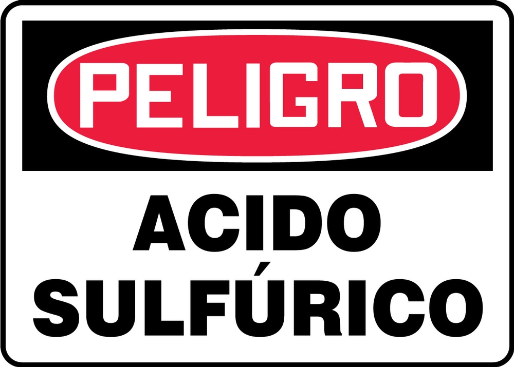 Safety Sign, Header: DANGER, Legend: SULFURIC ACID