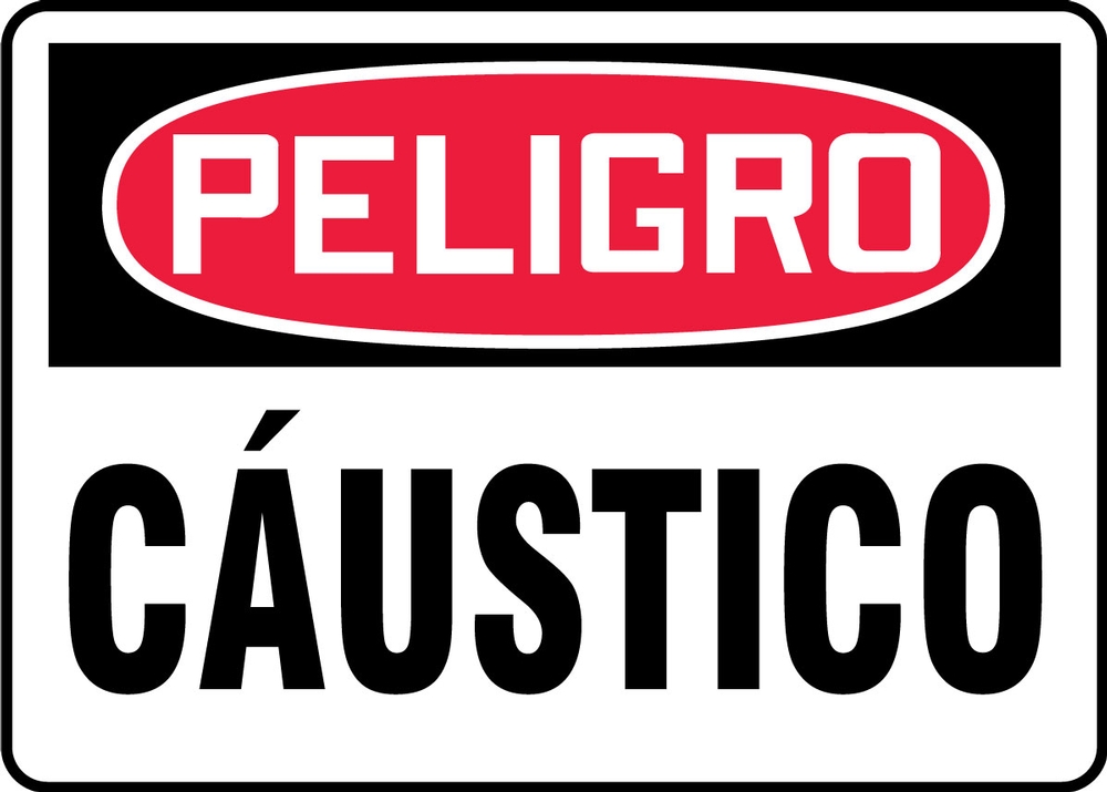 Safety Sign, Header: DANGER, Legend: CAUSTIC