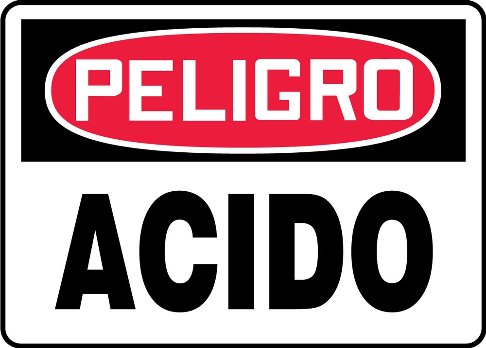 Safety Sign, Header: DANGER, Legend: ACID