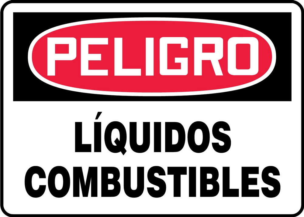 Safety Sign, Header: DANGER, Legend: COMBUSTIBLE LIQUIDS