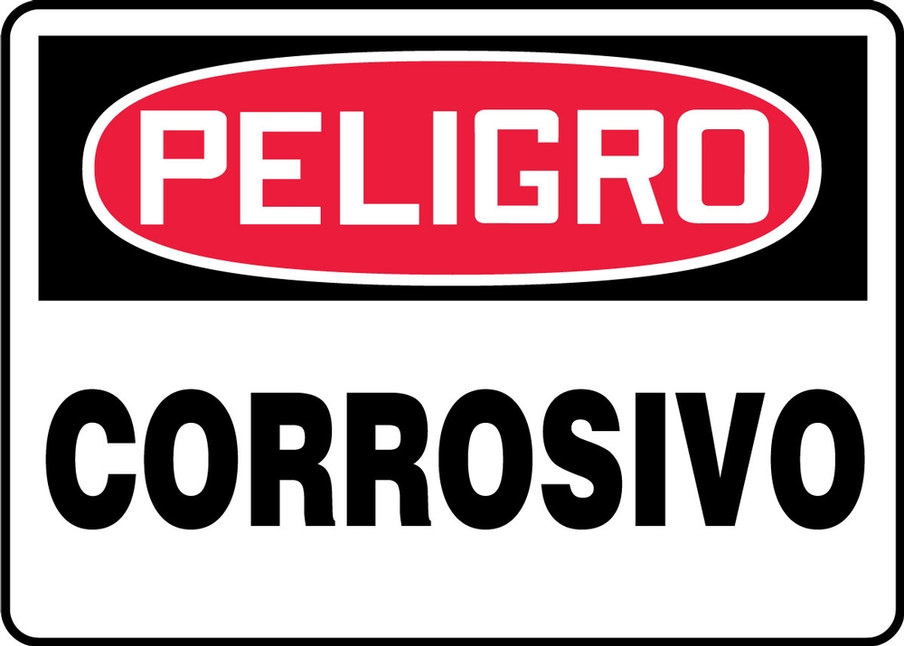 Safety Sign, Header: DANGER, Legend: CORROSIVE