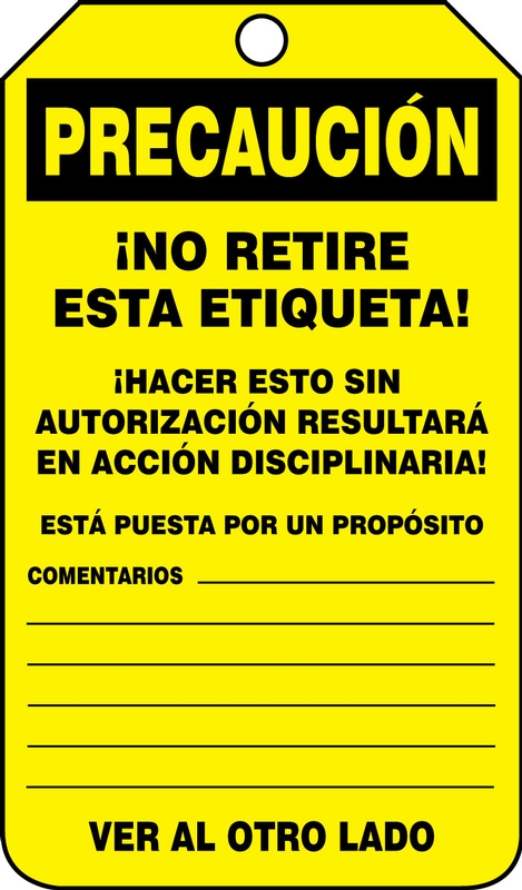 Safety Tag, Header: CAUTION, Legend: (BLANK)