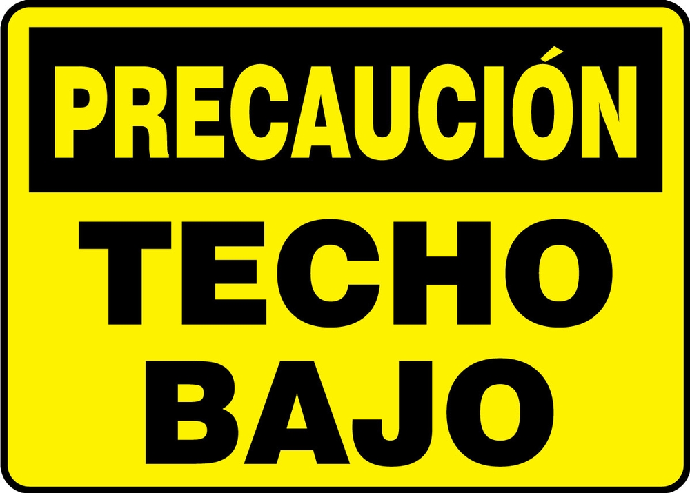 Safety Sign, Header: CAUTION, Legend: CAUTION LOW HEADROOM