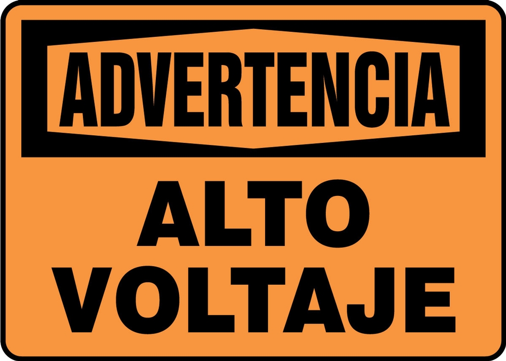 Safety Sign, Header: WARNING, Legend: WARNING HIGH VOLTAGE