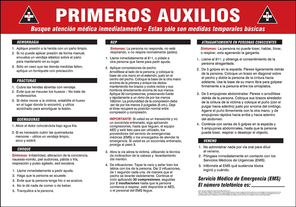Motivation Product, Legend: EMERGENCY FIRST AID ... BLEEDING ... BROKEN BONES ... BURNS... SHOCK ... CPR ... CONSCIOUS CHOKING ... POISON ...