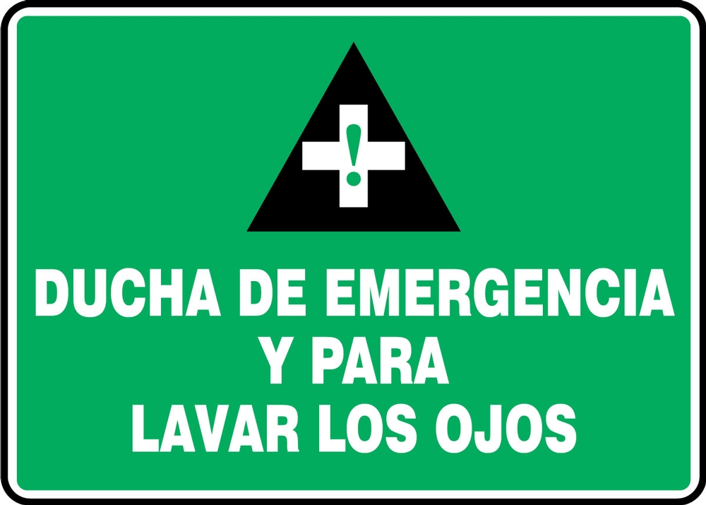 Safety Sign, Legend: EMERGENCY SHOWER AND EYE WASH (W/GRAPHIC)