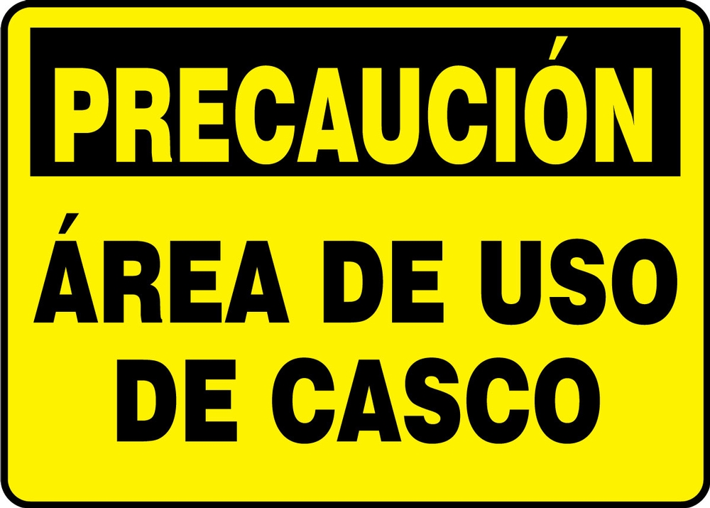 Safety Sign, Header: CAUTION, Legend: CAUTION HARD HAT AREA