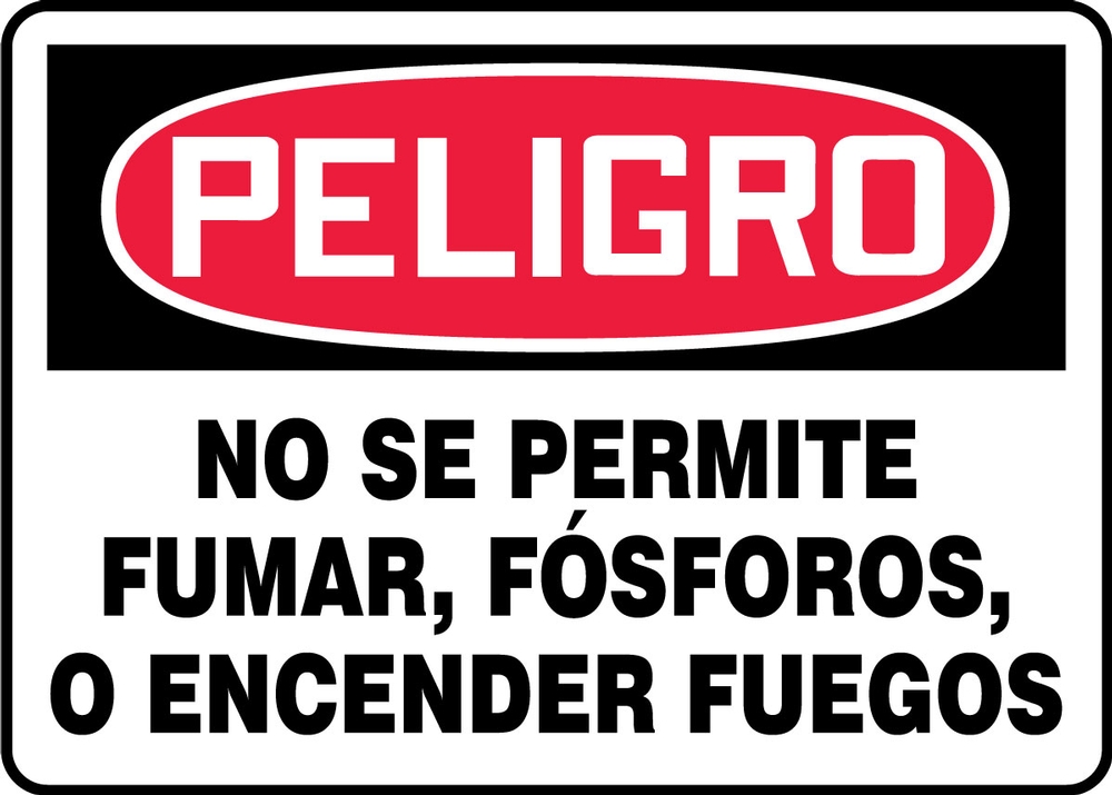 Safety Sign, Header: DANGER, Legend: DANGER NO SMOKING, MATCHES OR OPEN LIGHTS