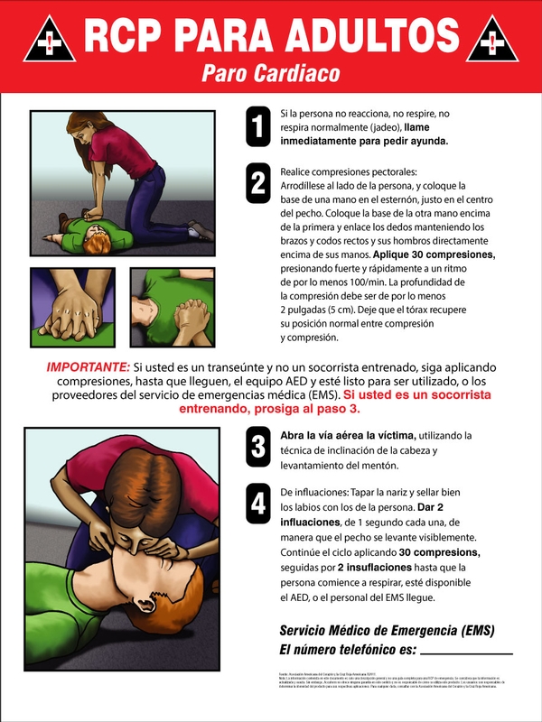Safety Sign, Legend: ADULT CPR CARDIAC ARREST (CPR) ...