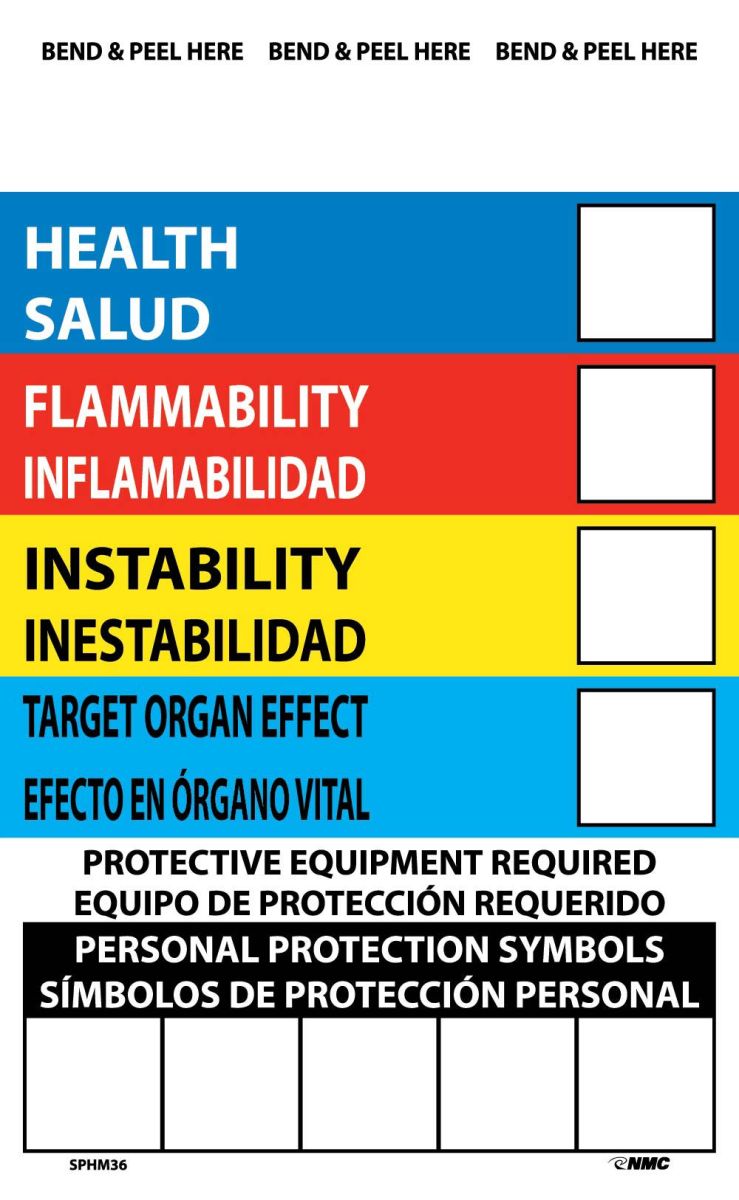RIGHT TO KNOW LABELS, WRITE ON COLOR BAR (BILINGUAL), 6X4, PS VINYL, 10/PK