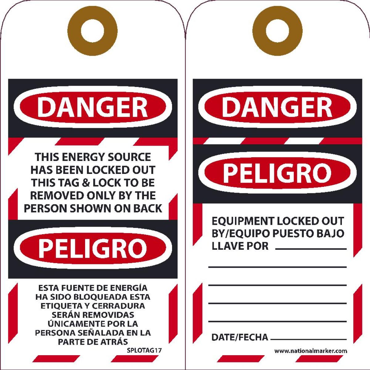 DANGER ENERGY SOURCE HAS BEEN LOCKED OUT BILINGUAL TAG