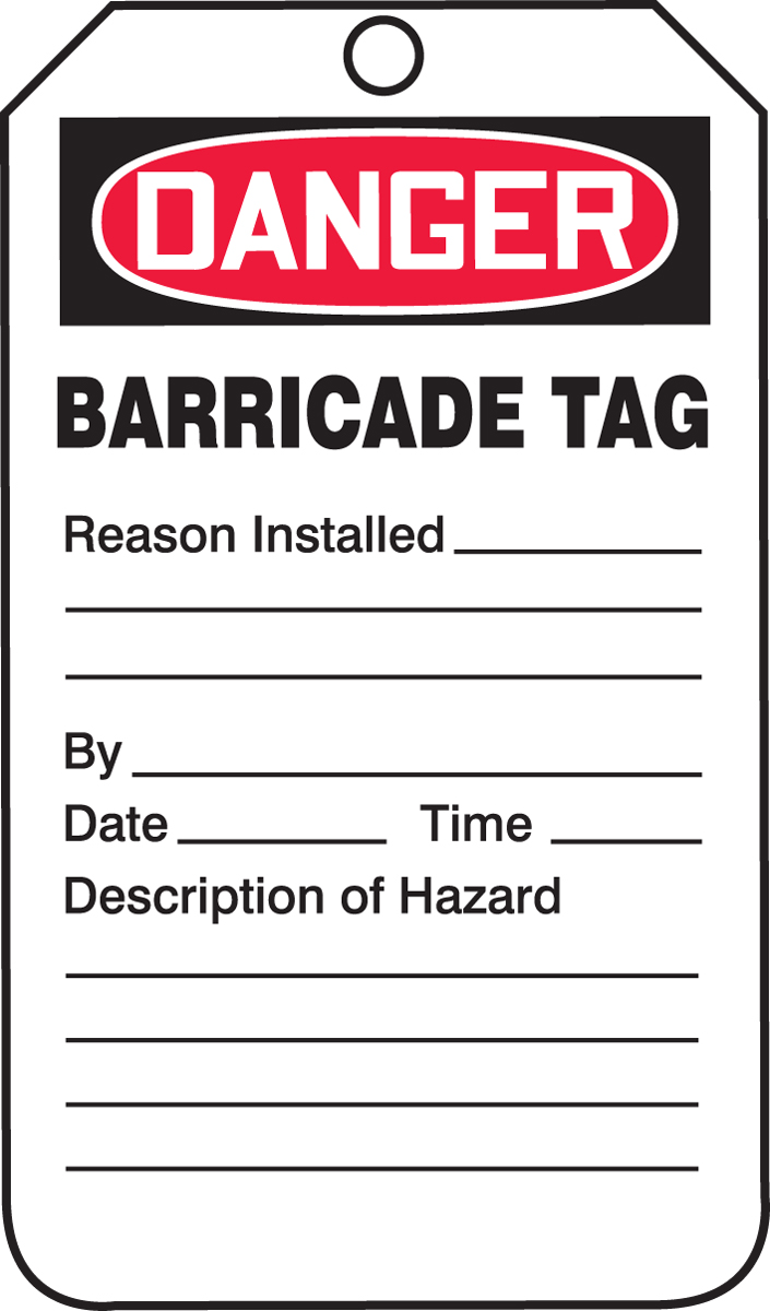 barricade tags detailed with OSHA danger header