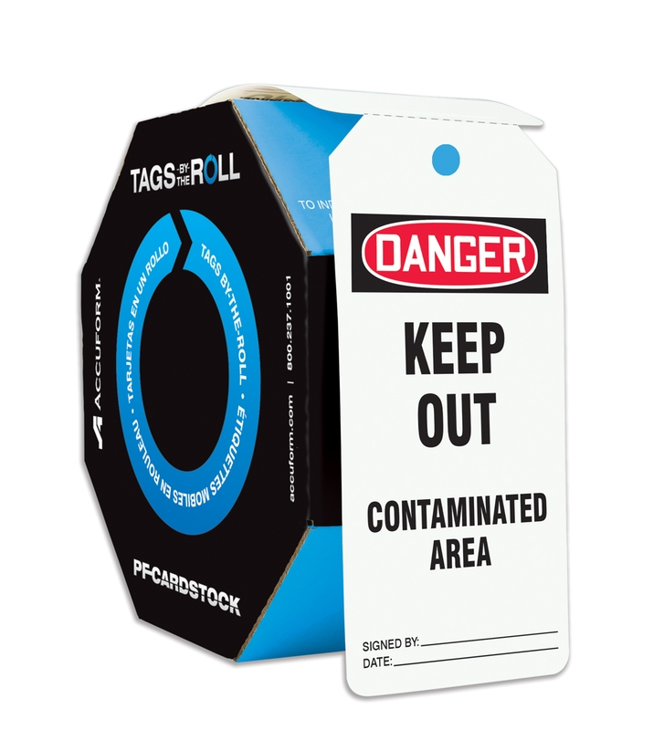 Safety Tag, Header: DANGER, Legend: Danger Keep Out Contaminated Area