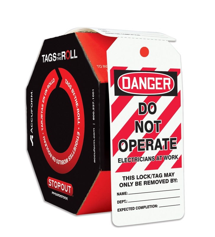 Safety Tag, Header: DANGER, Legend: DANGER DO NOT OPERATE ELECTRICIANS AT WORK