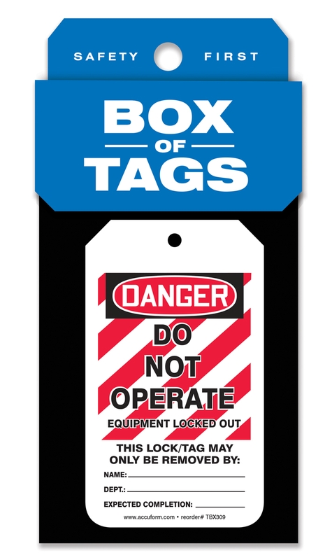 Box of Tags: OSHA Danger - Do Not Operate - Equipment Locked Out