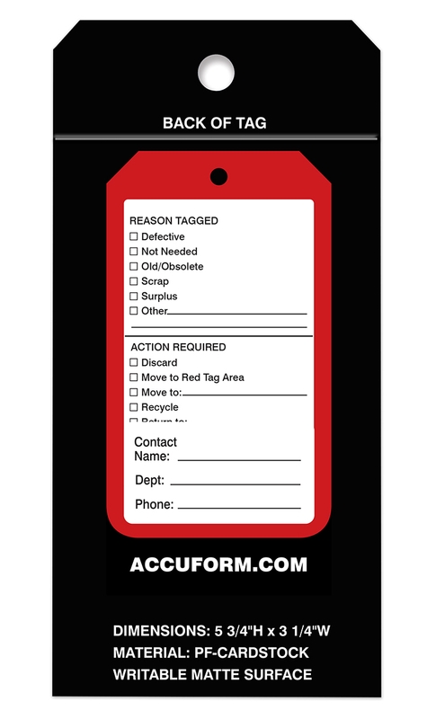 Black on Red Pack of 25 5.75 Length x 3.25 Width x 0.010 Thickness Legend5S RED TAG PF-Cardstock Accuform Signs MMT105CTP Production Control Tag