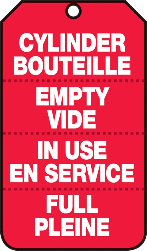 CYLINDER/BOUTEILLE - EMPTY/VIDE - IN USE/EN SERVICE - FULL/PLEINE