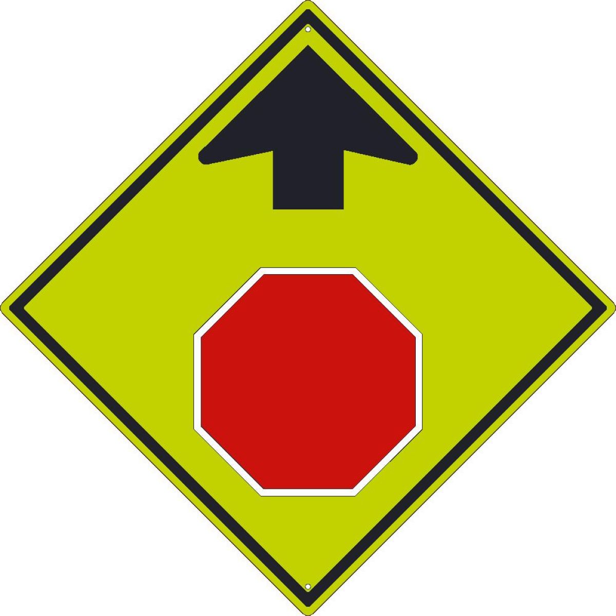 STOP AHEAD SYMBOL WITH ARROW SIGN