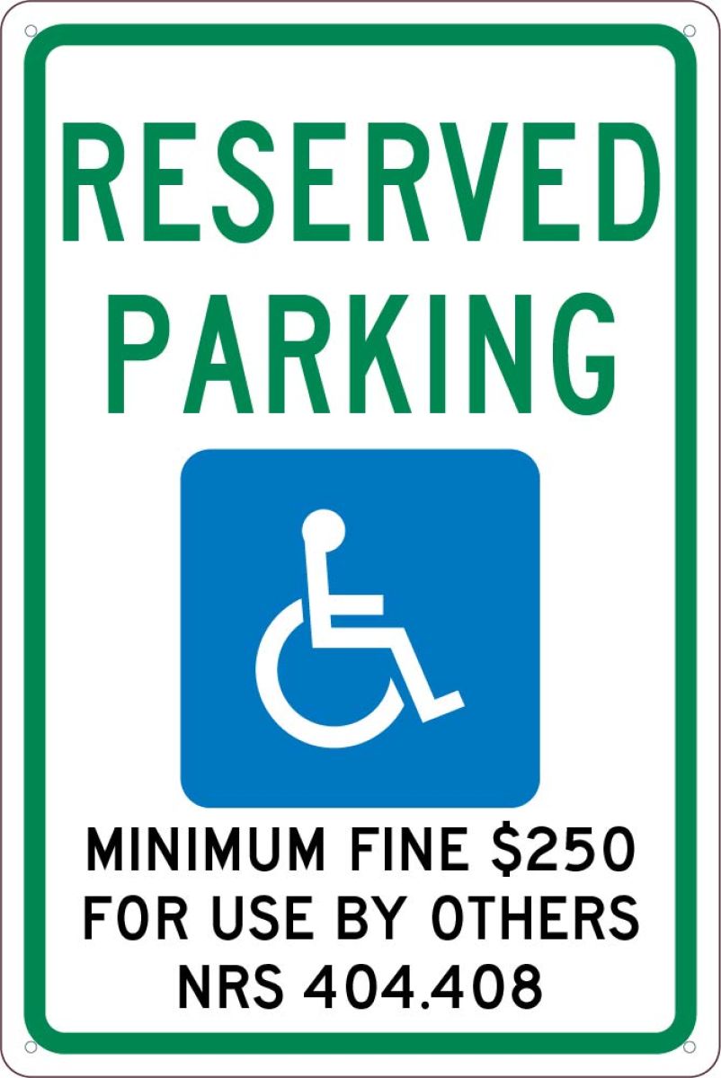 STATE HANDICAPPED RESERVED PARKING SIGN NEVADA