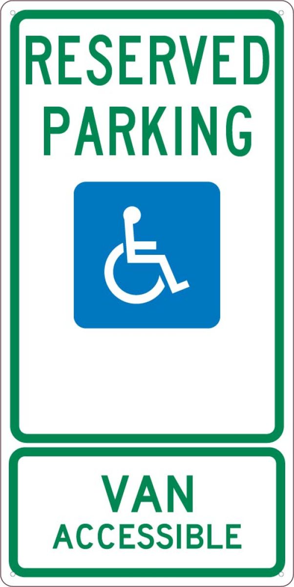 STATE HANDICAPPED RESERVED PARKING VAN ACCESSIBLE TEXAS SIGN