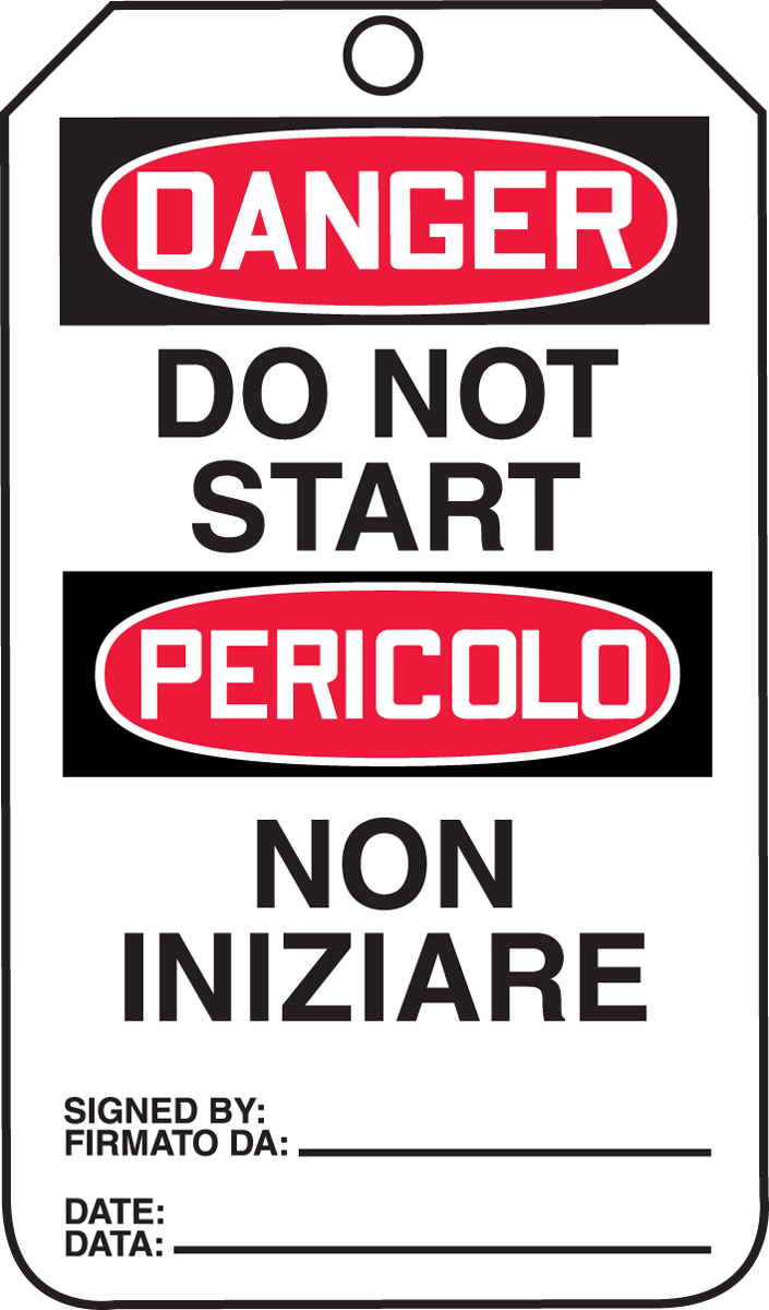 DANGER DO NOT START (English/Italian)