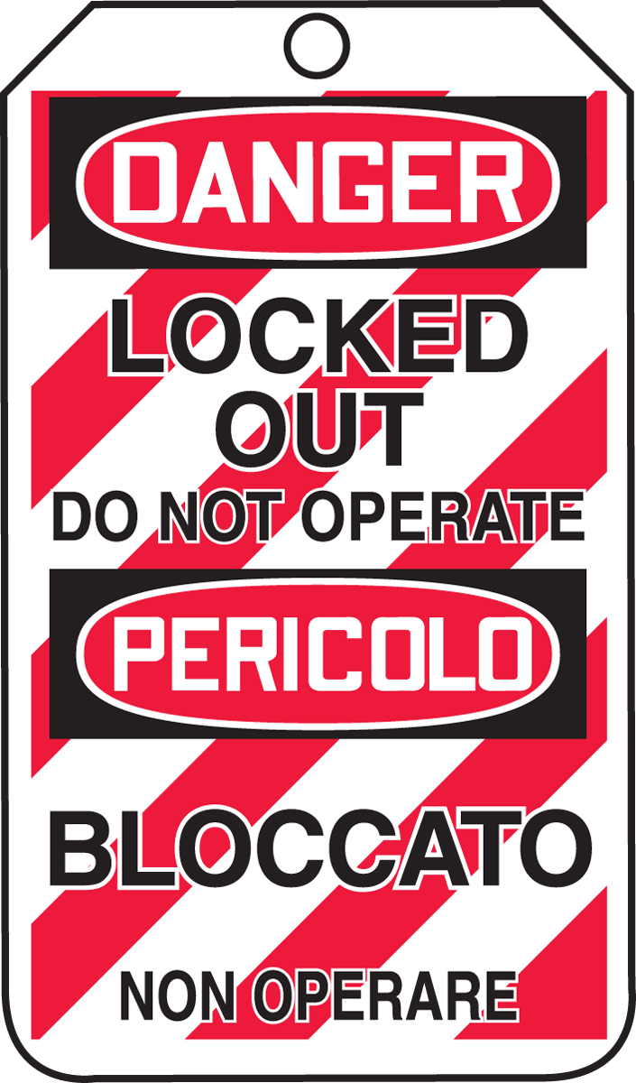 DANGER LOCKED OUT DO NOT OPERATE (LOCK OUT TAG) (English/Italian)