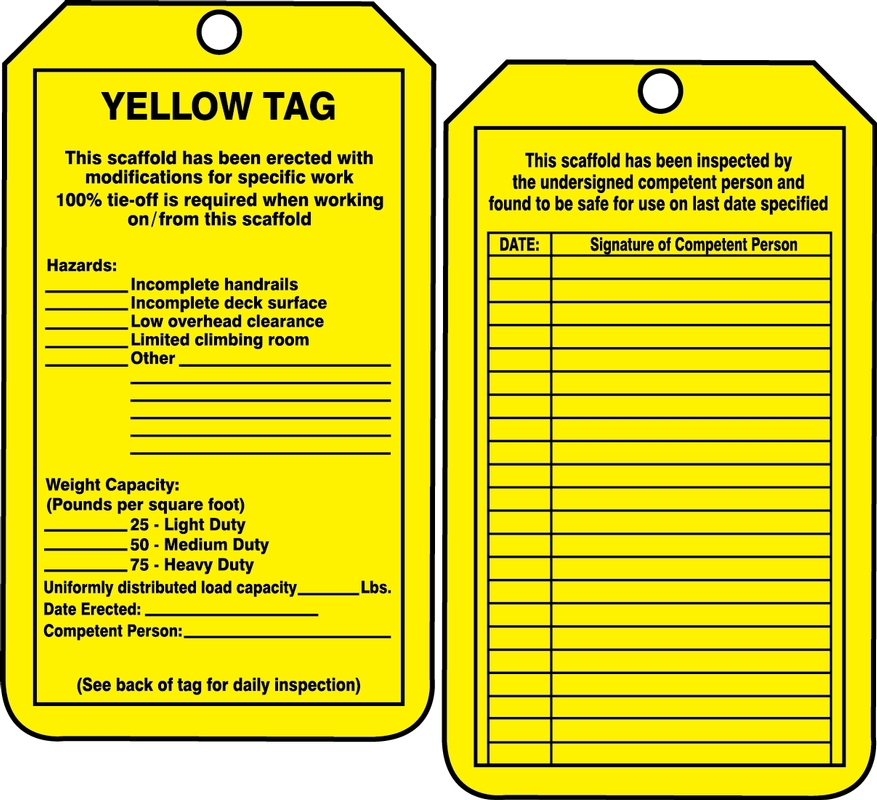 scaffold safety tags