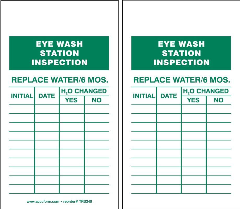 Safety Tag, Legend: EYE WASH STATION INSPECTION ...