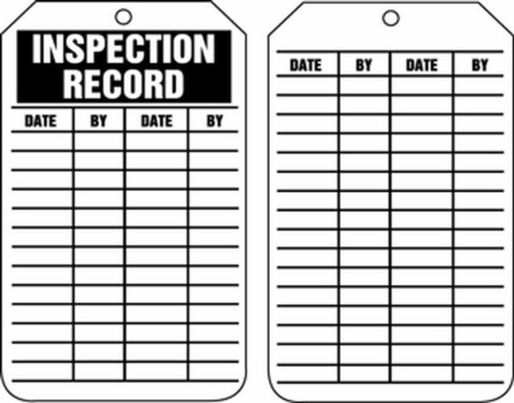 Safety Tag, Legend: INSPECTION RECORD