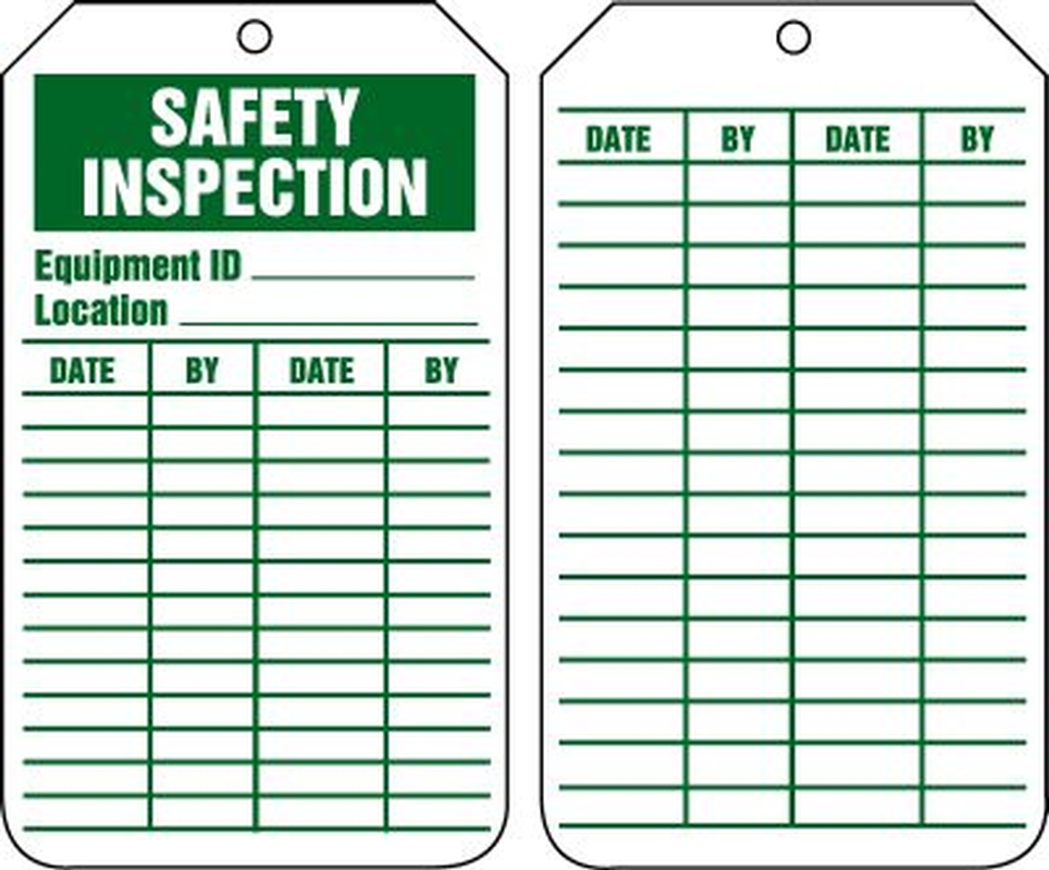 Safety Tag, Legend: SAFETY INSPECTION