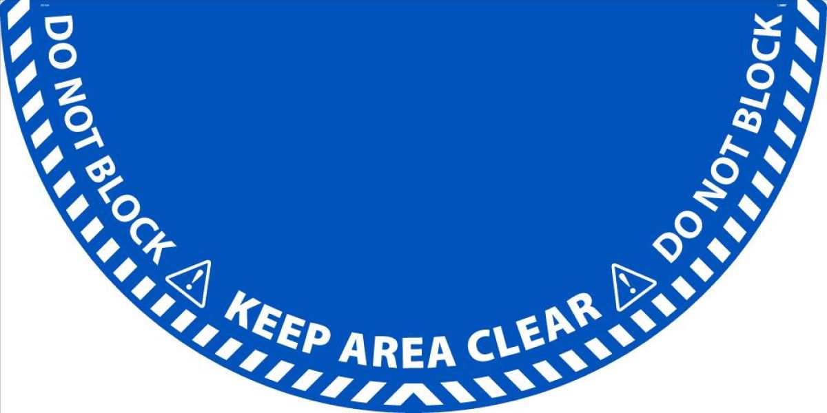 HALF CIRCLE DOOR SWING FLR SIGN: KEEP CLEAR