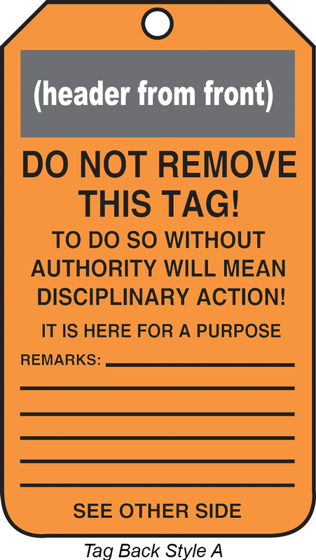 Safety Tag, Header: WARNING, Legend: (BLANK)