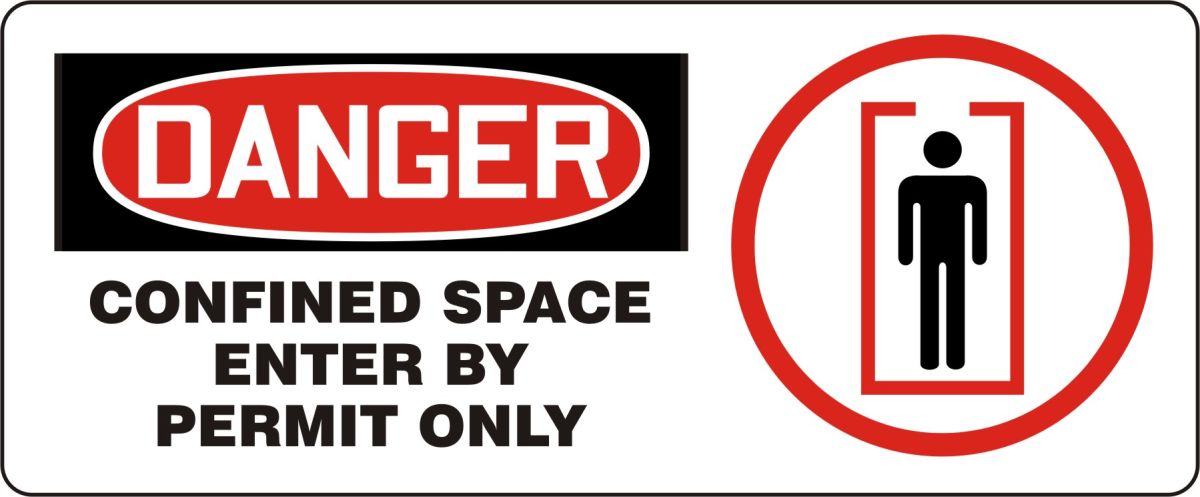 CONFINED SPACE ENTER BY PERMIT ONLY (W/GRAPHIC)