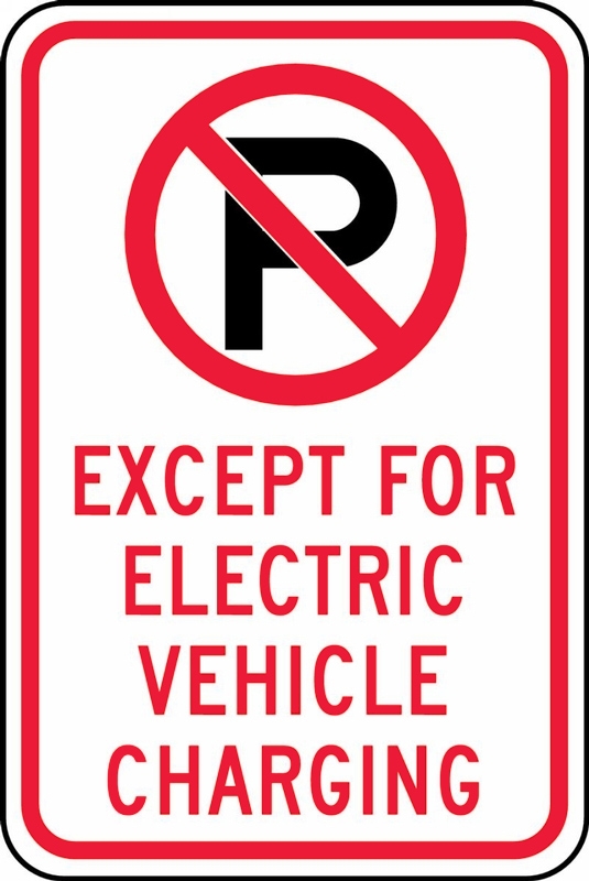 Traffic, Legend: (NO PARKING SYMBOL) EXCEPT FOR ELECTRIC VEHICLE CHARGING