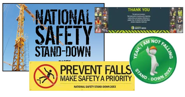Safety week banners and stickers