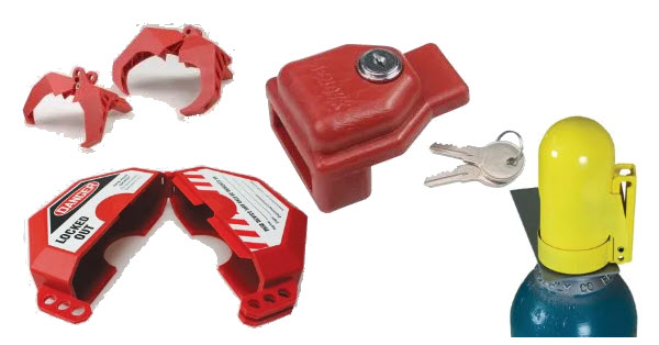 Lockouts for various valves prevent unwanted access