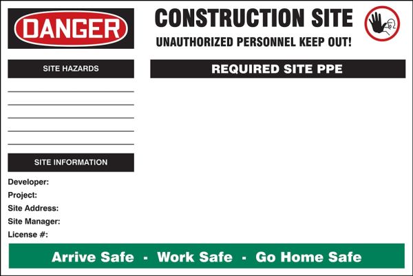 Customizable Site Hazard PPE Sign Kit