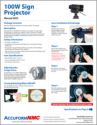 Accuform N M C Projector100 W Sign Instructions Cover309x400
