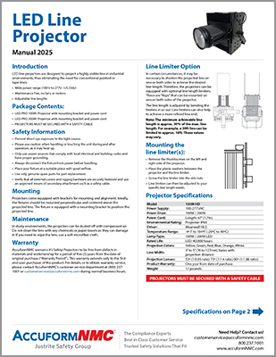 Accuform N M C Projector Laser Line Instructions Cover309x400