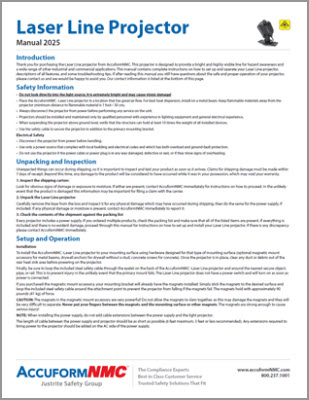 Accuform N M C Projector Laser Line Instructions Cover309x4004