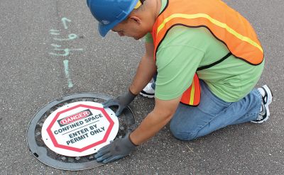 Confined- Space Labels for man-way covers