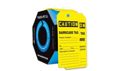 TAR160 marquee image of yellow barricade tag, new box
