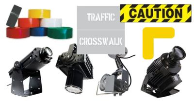 Floor marking solutions: floor sign projectors, floor tape, stencils, corner markers