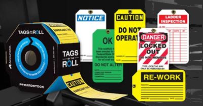 Safety tags identify specific dangers or hazards